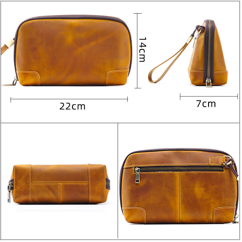 The Chaos Tamer — Vintage Leather Wristlet Organizer Handbag