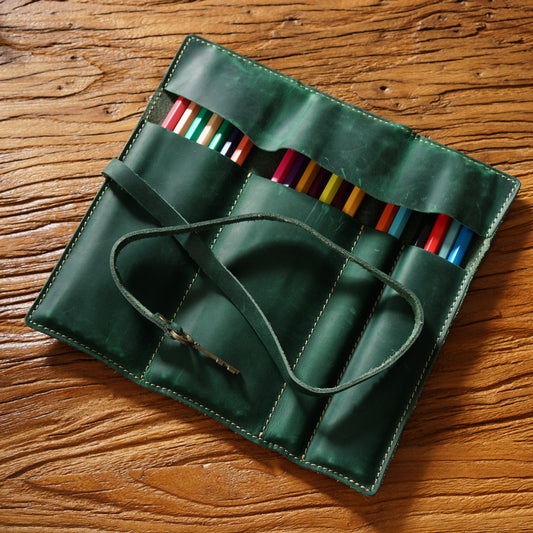 Leather Vintage Roll-Up Pencil Case