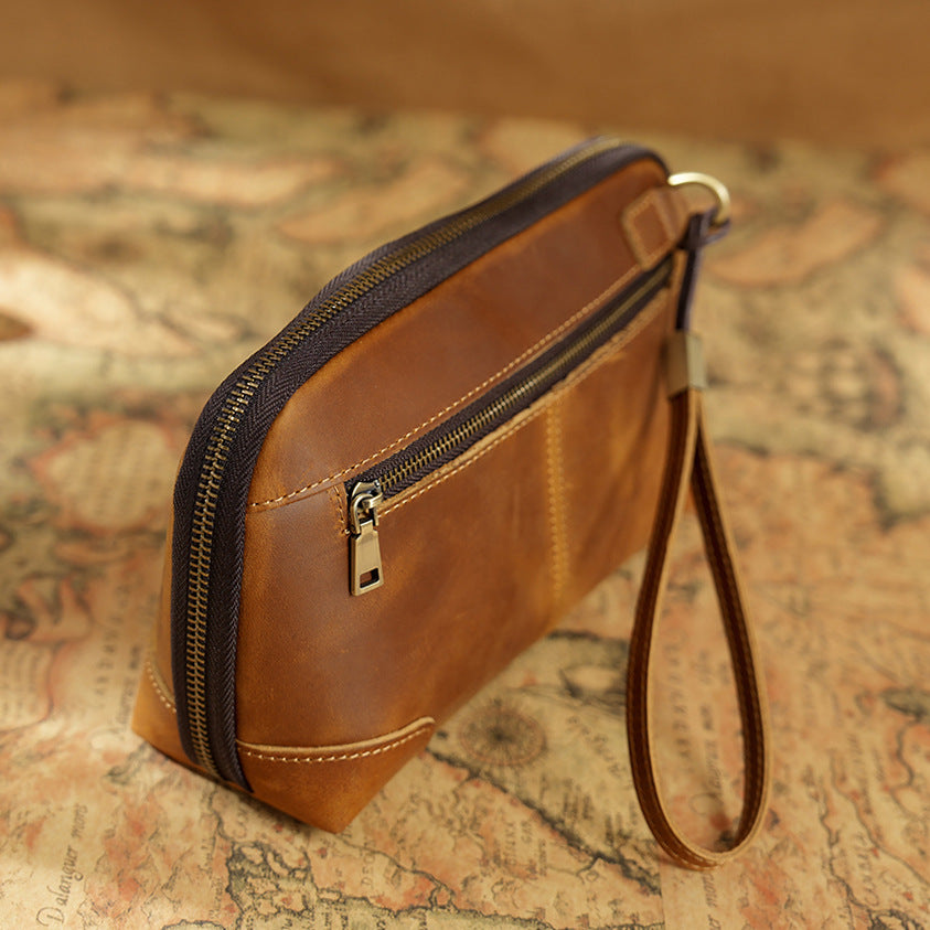 The Chaos Tamer — Vintage Leather Wristlet  Organizer Handbag