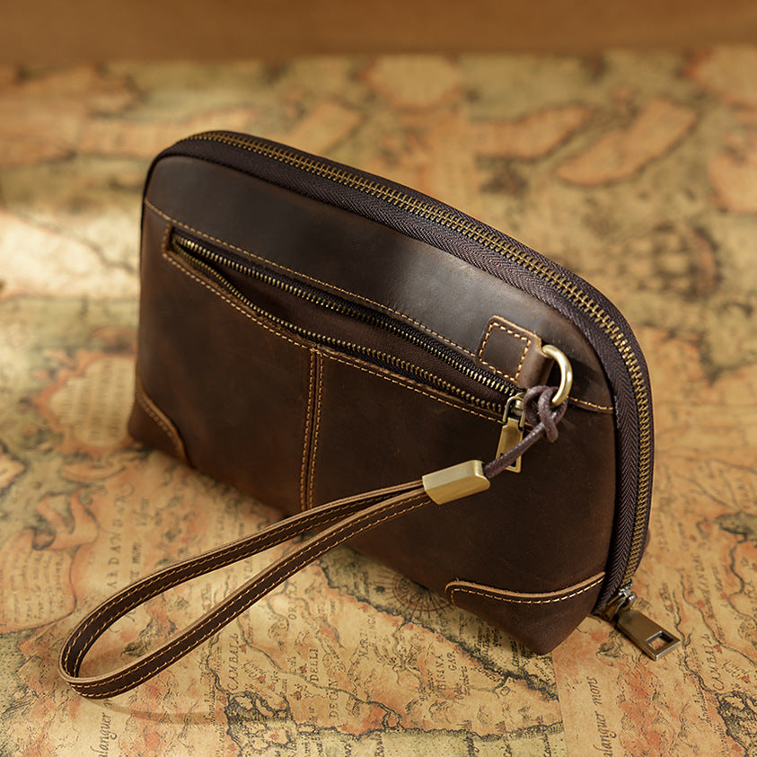 The Chaos Tamer — Vintage Leather Wristlet  Organizer Handbag