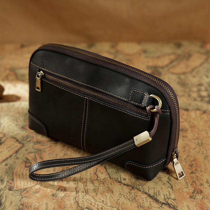 The Chaos Tamer — Vintage Leather Wristlet  Organizer Handbag