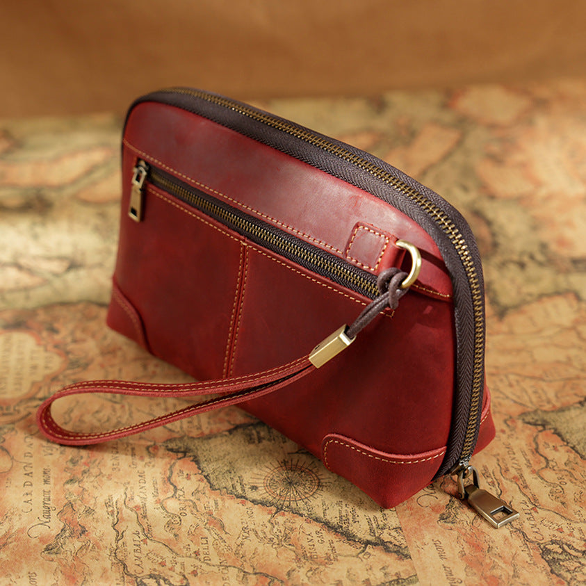 The Chaos Tamer — Vintage Leather Wristlet  Organizer Handbag