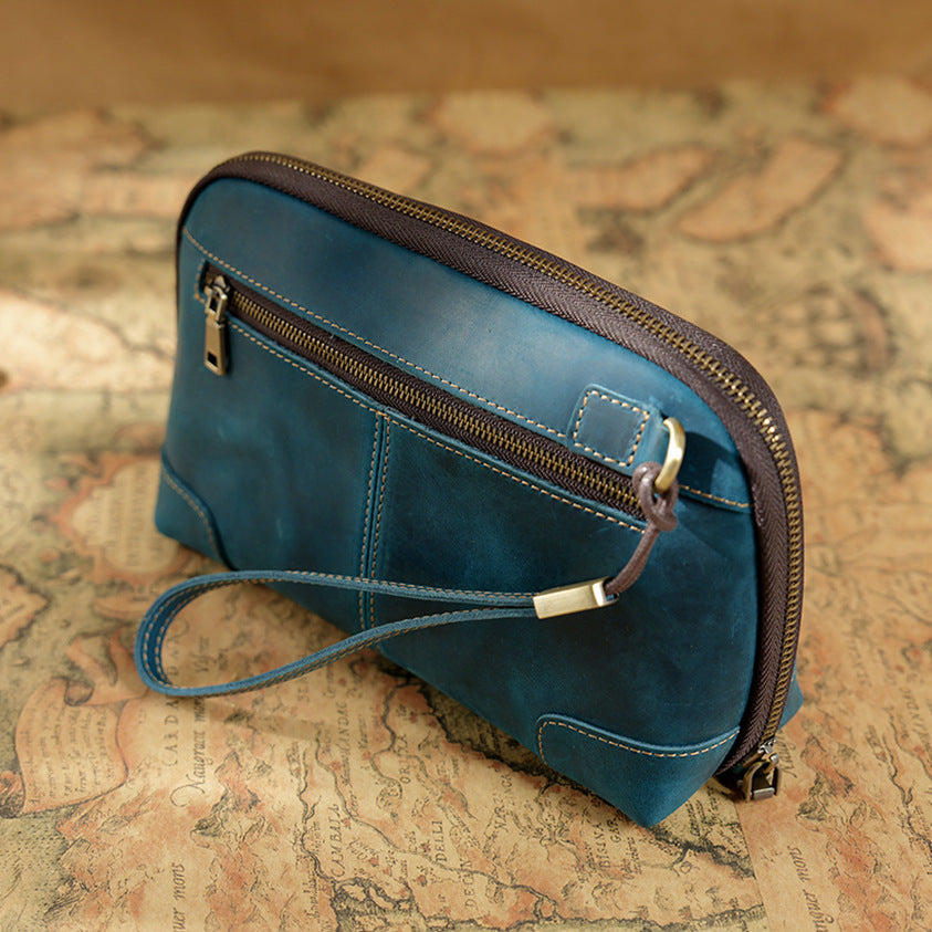 The Chaos Tamer — Vintage Leather Wristlet  Organizer Handbag