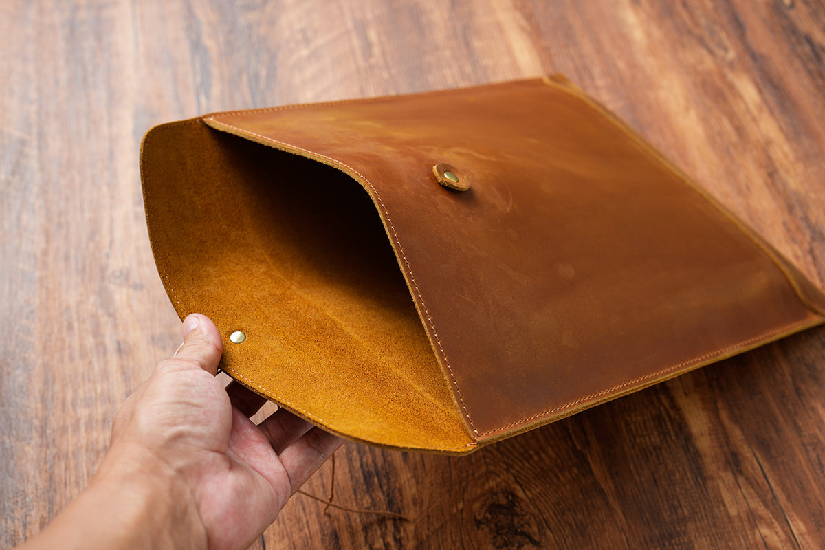 Genuine Leather A4 Document Folder – Large Capacity File Organizer
