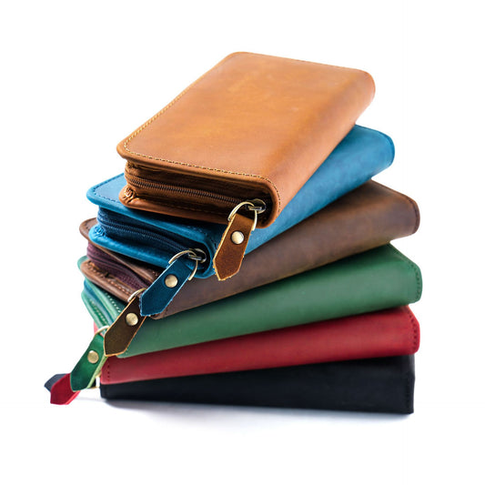 3-Slot -Leather Pen Case with Card & Receipt Pockets