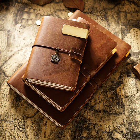 Leather Traveler's Notebook Journal with Strap & Vintage Charm