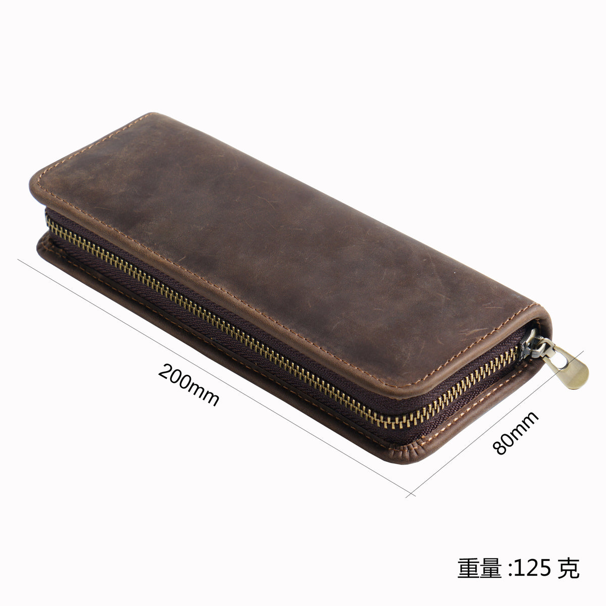 11 Pen Slots-Leather Pencil Case Zipper