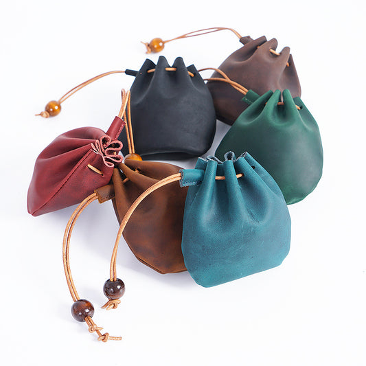 Leather Vintage Drawstring Coin Pouch