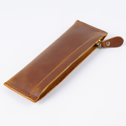 Leather Zipper Pencil Case