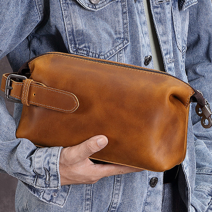 The Everything Clutch — Vintage Leather Multi-Function Toiletry & Handbag