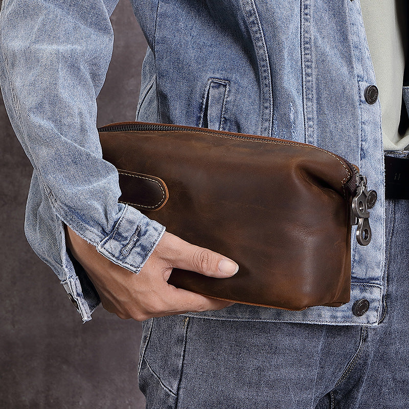 The Everything Clutch — Vintage Leather Multi-Function Toiletry & Handbag