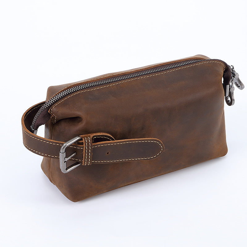 The Everything Clutch — Vintage Leather Multi-Function Toiletry & Handbag